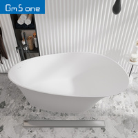 Baignoire autoportante GeMei GM-8320 blanche en surface solide, design moderne, en pierre artificielle écologique, garantie 5 ans - Offre Spéciale