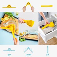 Handmatige citruspers met eigen logo, bestseller, handmatige fruitpers voor de keuken, handmatige citroenpers, makkelijk te persen, opvouwbaar, citruspers