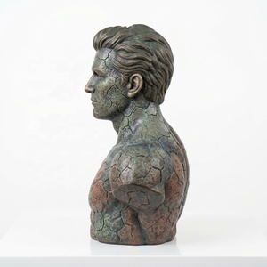 Statua Vintage Greca di Uomo Muscoloso in Resina Effetto Pietra Crepata, Scultura Busto <span class=keywords><strong>Maschile</strong></span> per Decorazione <span class=keywords><strong>Casa</strong></span> e Scrivania - Product Image 3