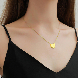 Personalizable chapado en oro grabado láser corazón inicial alfabeto 925 collar de plata esterlina para mujeres regalos - Product Image 4