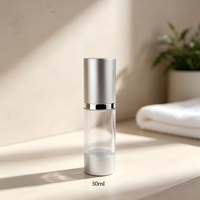 Flacon pompe airless argenté OEM en gros 15ml 30ml 50ml, vide et rechargeable, pour cosmétiques, lotions, sérums et soins de la peau