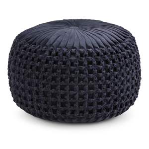 DB Renee Pouf rond Navy Foot Tabouret pour bébés enfants MDF avec plastique souple amovible empilable pour le rangement des sièges dans les chambres - Product Image 1