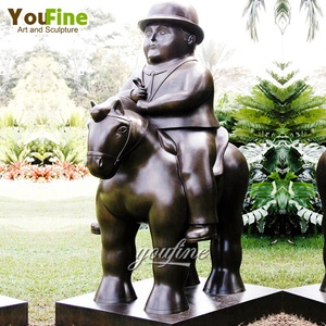 Tamaño real Arte moderno Parque Decoración Bronce fundido <span class=keywords><strong>Fernando</strong></span> Botero Hombre Montando Caballo Escultura - Product Image 4