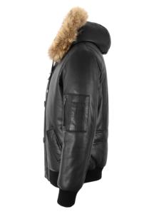Veste matelassée noire 100 % cuir Nappa véritable pour homme avec capuche en fourrure, style classique, quincaillerie YKK, marque privée, robuste, fabrication OEM - Product Image 3