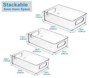 New Fashion 3pcs Set Stackable Square Crisper Food Grade <b>Kitchen</b> Transparent PET <b>Plastic</b> Refrigerator Storage Box - Product Image 4
