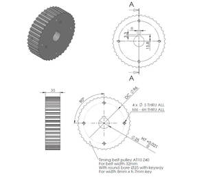 Polea dentada recta de nailon de plástico negro, engranajes rectos, poleas de correa síncrona, engranajes - Product Image 6