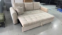 Sofá Cama Plegable Multifuncional Estilo Simple para Apartamentos Pequeños, Modelo 2025, Tela de Franela Color Crema para Sala de Estar