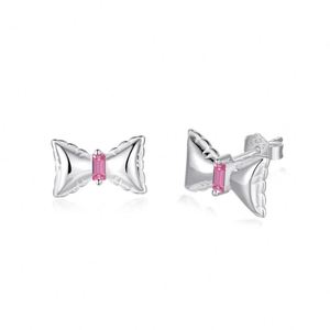 Dylam 925 Sterling Silver Rhodium Plated Women Fine Jewelry Bow Tie 5A CZ Cubic Zirconia Tiny Cute Stud <b>Earrings</b> - Product Image 1