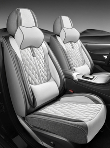 Housse de siège de voiture universelle LC, ensemble complet de 5 pièces, en lin respirant, protection intérieure toutes saisons, soutien lombaire ergonomique - Product Image 4