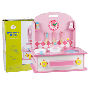 Nuovo Prodotto Set <span class=keywords><strong>Cucina</strong></span> e Cassettiera in Legno Rosa Portatile 2-in-1 Giocattolo Educativo <span class=keywords><strong>Montessori</strong></span> per Bambine CE - Product Image 5