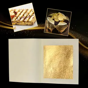 4.33x4.33cm 24K 99.9% זהב אכיל מזון עלה קישוט עוגת אפיית מזון לשתות קפה 24K זהב גיליונות נייר זהב נייר