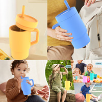 Gobelets en silicone pour enfants de 9 oz avec paille et poignée, gobelet à paille pour tout-petits, gobelet anti-fuite pour enfants, gobelet à eau pour enfants