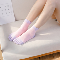 Chaussettes en coton à cinq doigts pour femmes, mi-mollet, épaisses, à bout fendu, unies et colorées, printemps automne hiver, vente en gros