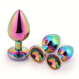 Colorful Metal Anal Plug Set Sex Toy Jewelry Base Stimulation Massage Plug <strong>Anales</strong> for Men - Product Image 1