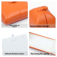 Boîte à bijoux dôme double porte en cuir PU orange vif avec logo personnalisé A1 – Fournisseur en gros premium