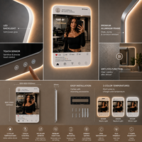 Specchio LED con Sensore IP44 Stile Instagram, Insegna Personalizzabile con Nome Utente, Luce per Selfie, per Saloni di Bellezza, Studi di Creazione, Dropshipping