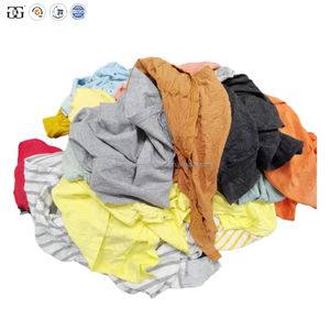 خامات تنظيف قطنية عالية الجودة من ملابس مستعملة مقاس 35-55 سم، بالات بوزن 5 كجم، قصاصات قطنية صناعية مختلطة من قمصان تي شيرت داكنة اللون - Product Image 2