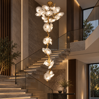 Lustre moderne en cuivre, taille/couleur/design personnalisables, pour villa, salon, escalier, hall d'hôtel, éclairage