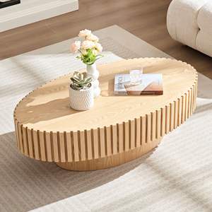 Table basse ellipse durable de 43.7 pouces de conception de tambour d'artisanat moderne de DB pour le salon petit style ovale - Product Image 3