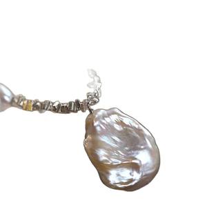 Collier polyvalent en perles d'eau douce naturelles, style rétro français élégant, chaîne fine en argent S925, accessoire pendentif raffiné pour - Product Image 5