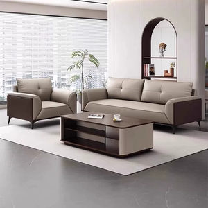 Conjunto <span class=keywords><strong>de</strong></span> Mesa <span class=keywords><strong>de</strong></span> Centro y Sofá <span class=keywords><strong>de</strong></span> <span class=keywords><strong>Oficina</strong></span> Moderno y Minimalista con Estructura <span class=keywords><strong>de</strong></span> Madera, Cubierta <span class=keywords><strong>de</strong></span> Cuero PU y Esponja <span class=keywords><strong>de</strong></span> Alta Densidad para Área <span class=keywords><strong>de</strong></span> Descanso <span class=keywords><strong>de</strong></span> Invitados en Empresas - Product Image 1