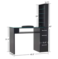 Table de Manucure Moderne en Bois de Luxe de Haute Qualité avec Tiroirs de Rangement et Étagères pour Salons de Beauté, Spas et Centres Commerciaux