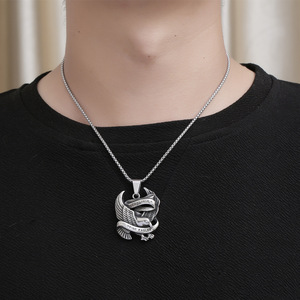 Collar con colgante de águila de acero inoxidable para hombre, accesorio de moda Punk Retro, colgantes temáticos de regalo, diseño geométrico SP979 - Product Image 4