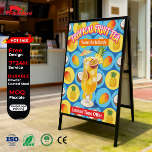 Support d'affiche extérieur double face FEAMONT, imperméable et antirouille, cadre de signalisation en métal durable pour la publicité de café en bordure de trottoir - Product Image 1