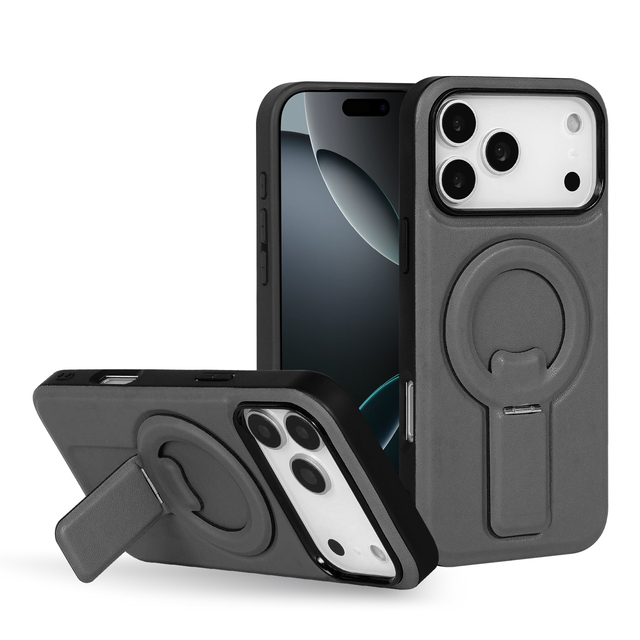 Luxury Premium Simple Shockproof Magnetic Wireless Charge PU Leather Stand Phone Case for Iphone 17 Pro Max 15 14 Pro Cover