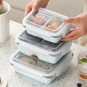 LIHONG Contenitore per Pranzo in Acciaio Inox Verniciato a Polvere, Ermetico e Adatto al Microonde, <span class=keywords><strong>con</strong></span> <span class=keywords><strong>Scomparti</strong></span> per Adulti e Viaggi - Product Image 1