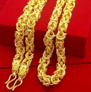 18Kゴールド充填ドラゴンヘッドチョーカー23.6インチ重い厚さツイスト分厚いリンクチェーン流行のヒップホップネックレス男性用素晴らしいギフト - Product Image 1