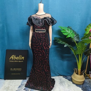 Abiti da donna 2022 eleganti <span class=keywords><strong>abbigliamento</strong></span> donna nuova moda con paillettes rosa Slim lussuoso abito lungo rosso africano abiti da sera - Product Image 3