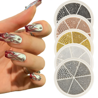 6 grilles de perles et décorations pour ongles en résine 3D DIY, colorées, en forme de boule et de disque, assorties, pour la décoration d'ongles