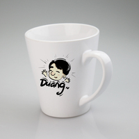 Topjlh Tasse à café en céramique blanche conique de 12 oz, vierge, avec poignée, pour sublimation et impression d'images personnalisées, usage quotidien au bureau et à la maison