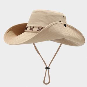 Chapeau de camping tendance style western cowboy à large bord, protection solaire, vacances en bord de mer, chapeau d'extérieur, chapeau de course en jungle, chapeau alpin pour femmes - Product Image 1