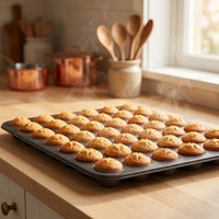 Moules à mini-cupcakes en acier au carbone à 48 cavités, antiadhésifs, écologiques, légers, résistants à la chaleur, épaisseur 0,44 mm, adaptés au four