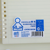 Carnet A5 à feuilles mobiles avec couverture transparente en PP, rechargeable, 70 feuilles lignées et quadrillées, papeterie de bureau pour étudiants, vente en gros