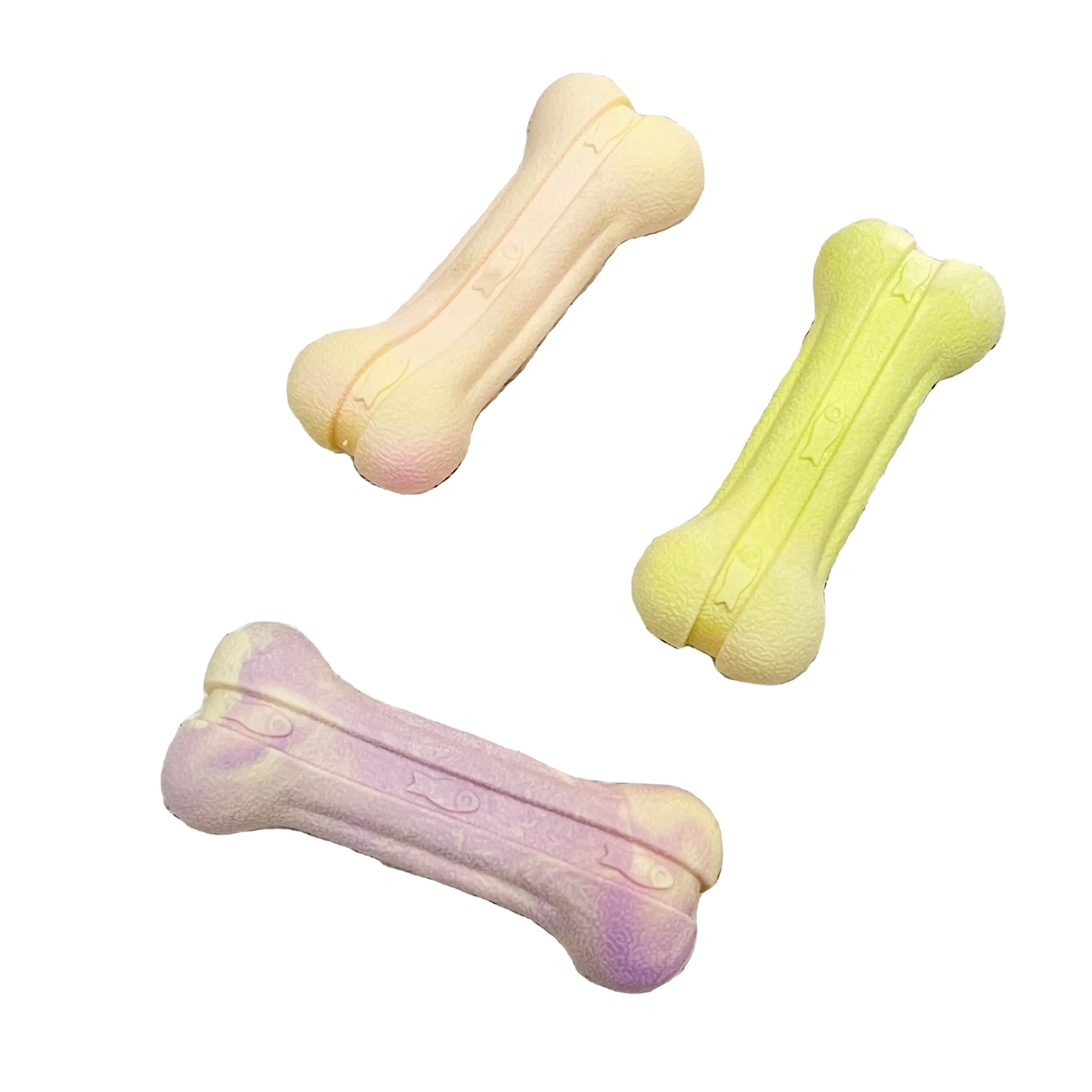 Kustom baru campur warna Tpr latihan mengunyah mainan hewan peliharaan tumbuh gigi bentuk tulang kunyah interaktif perekat tidak bisa hancur mainan