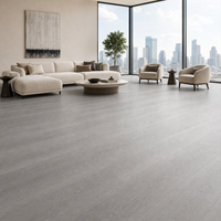 Revêtement de sol SPC en chêne gris WYRAX pour salon résidentiel, idéal pour les revêtements de sol intérieurs et la rénovation d'appartements