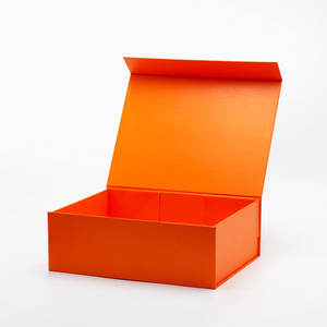 Couvercle magnétique pliable personnalisé, papier artistique, couleur orange, boîtes cadeaux - Product Image 1
