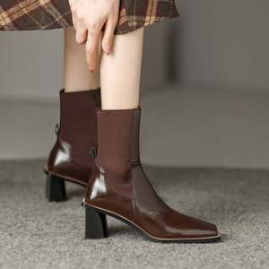 Cialisa - Zapatos Elegantes de Moda <span class=keywords><strong>para</strong></span> <span class=keywords><strong>Mujer</strong></span>, de Piel Auténtica, Tacones Altos Cuadrados, <span class=keywords><strong>Botines</strong></span>, Botas Cortas de Invierno 2022 <span class=keywords><strong>para</strong></span> <span class=keywords><strong>Mujer</strong></span> de Oficina - Product Image 3