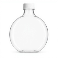 Bouteille en plastique ronde transparente avec bouchon à vis, réutilisable, pour l'emballage de jus, de lait et de thé