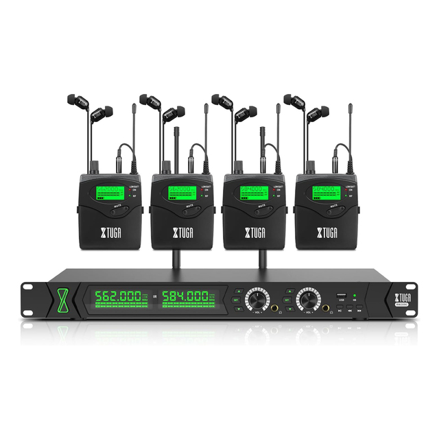 RW2090 2-Channel In-Ear Monitor System with 4 Receivers Wireless Communication for Stage Studio Exhibit or Church
