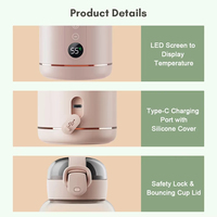 Chauffe-lait sans fil portable réglable, chauffage à température constante, rechargeable, chauffe-biberon sans fil, isolation pour bébé, verre