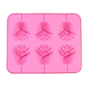 Moldes de Silicona de Grado Alimenticio para Piruletas 3D en Forma de Rosa, Moldes para Caramelos de Flores, Moldes de Chocolate en Forma de Rosa - Product Image 1