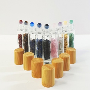 En Stock: Botella de Vidrio Transparente con Tapa de Bambú, Serie de 10 ml, Botella de Vidrio para Perfume y Aceites Esenciales con Rodillo de Piedras Preciosas - Product Image 4