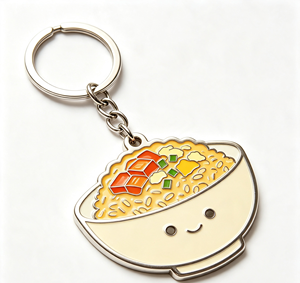 Enamel Bowl of Noodles Key Chain Metal <b>Keyring</b> Food <b>Charm</b> Gift Souvenir - Product Image 2