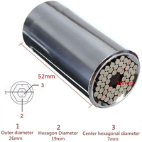 Douille universelle chromée DIY 1/4"-3/4" (7-19mm) auto-ajustable avec adaptateurs pour perceuse électrique pour la plupart des écrous et boulons