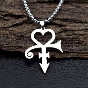 Moda de acero inoxidable Corazón de amor Príncipe símbolo colgante collar gótico joyería cantante artista Príncipe regalos - Product Image 1
