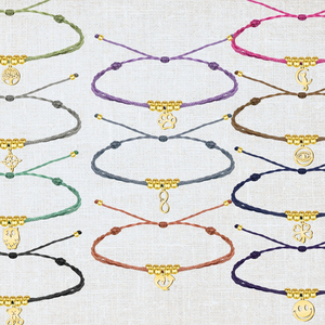 Pulseras de cuentas finas hechas a mano Unisex, hilo encerado ajustable con acero inoxidable para regalo de encanto de cara sonriente para mujeres y hombres - Product Image 3